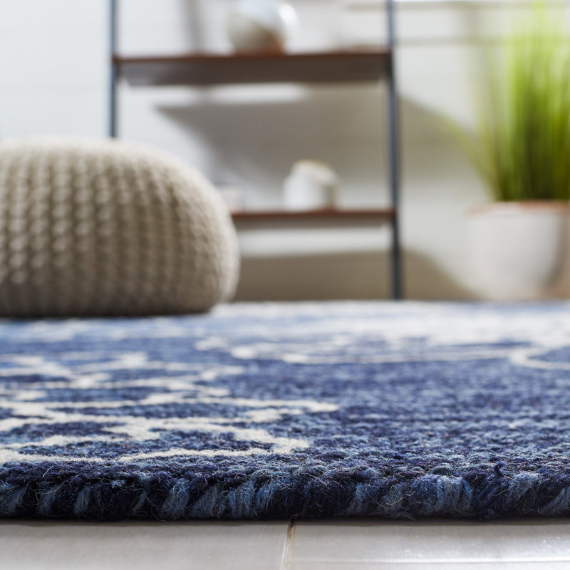 Charlton Home® Abrea Handmade Hand Tufted Wool Navy/Ivory Rug & Reviews